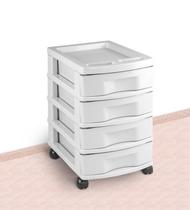 Gaveteiro Plástico Todo Branco 4 Gavetas Agraplast Cod 929