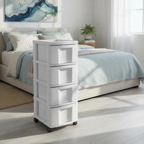 Gaveteiro Plástico Todo Branco 4 Gavetas Grandes com Rodízio Agraplast Cod 600 Gaveteiro Plástico Todo Branco 4 Gavetas Grandes com Rodízio Agraplast Cod 600