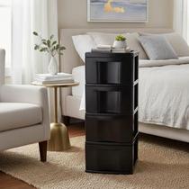 Gaveteiro Plástico Todo Preto 4 Gavetas Grandes Agraplast 598 Organização para Casa e Escritório