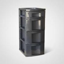 Gaveteiro Plástico Todo Preto 4 Gavetas Organizador Agraplast