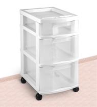 Gaveteiro Plástico Transparente 3 Gavetas Rodízio Agraplast Cod. 932