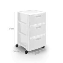 Gaveteiro Porta Tudo 3 Gavetas Com Rodas Rattan Branco ou Preto - Monte Líbano