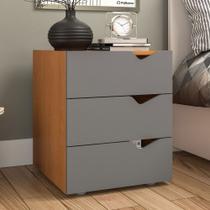Gaveteiro Porto 3 Gavetas Cinza/Freijó - Politorno