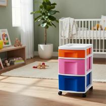 Gaveteiro Premium Organizador multiuso Colorido com Três Gavetas Organização Prática e Moderna Agraplast 575