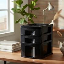 Gaveteiro Preto 3 Gavetas Design Moderno com 2 Gavetas Pequena e 1 Grande Agraplat 577