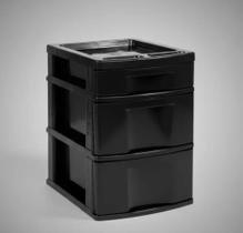 Gaveteiro Preto 3 Gavetas Preto Organizador Agraplast Cod. 903