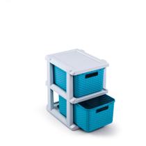 Gaveteiro Ratan Azul 2 Gavetas Com Rodinhas Agraplast Cod 1035