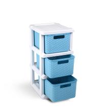 Gaveteiro Ratan Azul Organizador Com 3 Gavetas Cod.1043 Agraplast