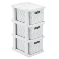 Gaveteiro Ratan Branco 3 Gavetas Com Rodinhas Agraplast Cod 1039