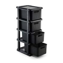 Gaveteiro Ratan Preto 4 Gavetas Agraplast Cod 1048