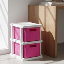 Gaveteiro Ratan Rosa Organizador Com 2 Gavetas Rosa Plástico Cod.1036 Agraplast Quarto Criança Menina
