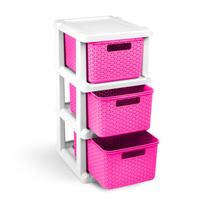 Gaveteiro Ratan Rosa Organizador Com 3 Gavetas Cod.1044 Agraplast