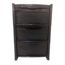 Gaveteiro Rattan 3 Gavetas G Organizador Multiuso 38x45x70cm Ratan Plástico - Topplast