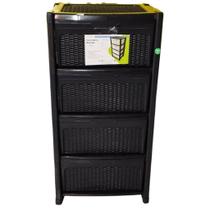 Gaveteiro Rattan 4 Gavetas G Organizador Multiuso 38x45x90cm Ratan Plástico Topplast Grande Reforçado