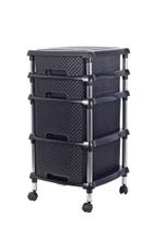 Gaveteiro Rattan Cômoda Organizador Multiuso 4 Gavetas Sapato 2G 2P Preto