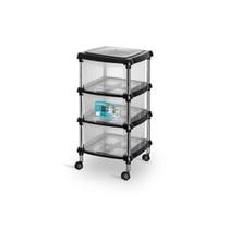 Gaveteiro Transparente e Preto 3 Gavetas com Rodízio (Pr+na) Niquelart Gaveteiro Transparente e Preto 3 Gavetas com Rodízio (Pr+na) Niquelart