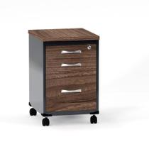 Gaveteiro Volante 03 Gavetas P25 Pandin 63 CM Walnut e Grafito