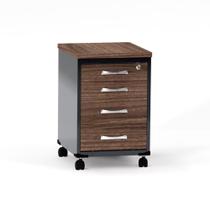 Gaveteiro Volante 04 Gavetas P25 Pandin 63 CM Walnut e Grafito