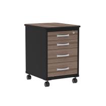 Gaveteiro Volante Com 04 Gavetas Maxxi Pandin Walnut e Preto