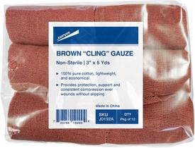 Gaze aderente JorVet Brown 100% algodão 3 cm x 4,5 m para tratamento de feridas