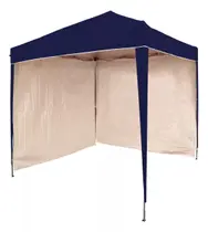 Gazebo 2x2 PC Azul + 2 Paredes Ráfia Branca
