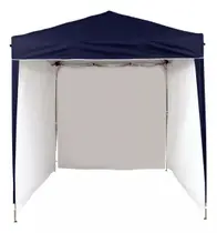 Gazebo 2x2 PC Azul + 3 Paredes Ráfia Branca
