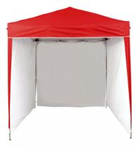 Gazebo 2x2 PC Vermelho + 4 Paredes Ráfia Branca