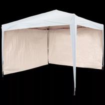 Gazebo 3x3 PC Branco + 2 Paredes Ráfia Branca