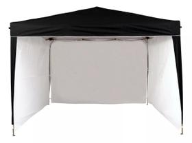 Gazebo 3x3 PC Preto + 3 Paredes Ráfia Branca