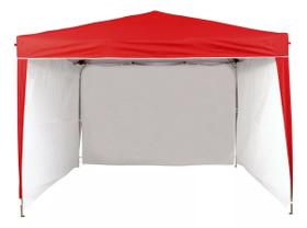 Gazebo 3x3 PC Vermelho + 3 Paredes Ráfia Branca - TENDAS WILD Gazebo 3x3 PC Vermelho + 3 Paredes Ráfia Branca - TENDAS WILD