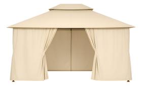 Gazebo De Aco 4x3m Com Cortinas Para Jardim E Quintal Malibu Bege Gazebo De Aco 4x3m Com Cortinas Para Jardim E Quintal Malibu Bege