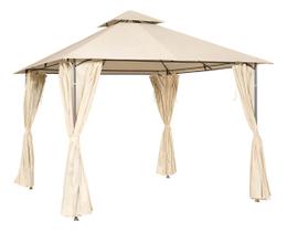 Gazebo Em Aço Com Cortinas Em Poliéster 3x3m - Tenda Ventura Bege
