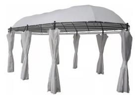 Gazebo Oval Branco Importado Com Cortinas 270x300x600 Cm