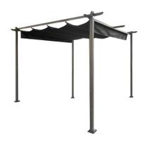 Gazebo Pergolado 3x3 Estrutura em Aço Sistema Retrátil Cobertura Poliéstar Cinza/Preto G31 - Gran Belo