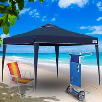 Gazebo Tenda Dobravel 3m X 3m Base e Topo + Carrinho de Praia com Avanco + Cadeira Alta de Aluminio Mor e Lazer
