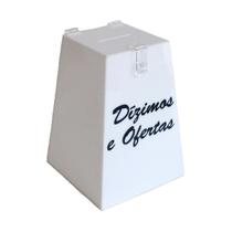 Gazofilácio Pirâmide para Dízimos e Ofertas de Acrílico Branco