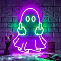 Gdbkabf Placa Neon de Fantasma, letreiros neon para decoração de parede, luz neon roxa de LED para quarto, decoração para casa, quarto, festa, bar, loja, alimentação por USB Gdbkabf Placa Neon de Fantasma, letreiros neon para decoração de parede, luz neon roxa de LED para quarto, decoração para casa, quarto, festa, bar, loja, alimentação por USB