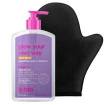 Gel autobronzeador b.tan Insanely Dark Clear 480 ml com luva