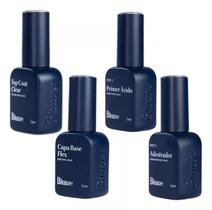 Gel Base Flex Clear Bluwe + Primer + Adesivador + Top Coat