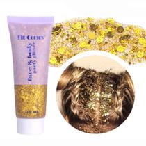 Gel Body Glitter Yeweian Gold 50 ml de lantejoulas holográficas Gel Body Glitter Yeweian Gold 50 ml de lantejoulas holográficas