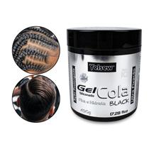 Gel Cola Black Preto Siliconado Ultra Fixação Cabelo Penteados Topete Definição Antifrizz 490g, Yelsew