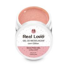 Gel construtor com glitter real love 15 nude 15 ml Gel construtor com glitter real love 15 nude 15 ml