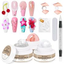 Gel construtor para unhas Bevimee Solid, 3 peças, 18 g, branco transparente, nude