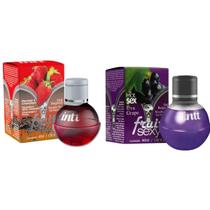 Gel Corporal Beijável Esquenta Esfria Morango e Uva Desliza