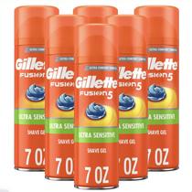 Gel de barbear Gillette Fusion5 Ultra Sensitive 207 ml (pacote com 6) Gel de barbear Gillette Fusion5 Ultra Sensitive 207 ml (pacote com 6)
