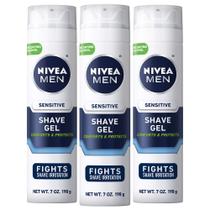 Gel de barbear Nivea Men Sensitive com vitamina E, 200 ml, pacote com 3