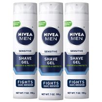 Gel de Barbear Nivea Men Sensitive com Vitamina E - 200ml (Pack com 3)
