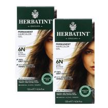 Gel de coloração de cabelo Herbatint 6N, loiro escuro, 100% cinza, cobertura, pacote com 2 unidades