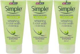 Gel de Lavagem Facial Simple Kind to Skin - 150ml (Pack com 3)