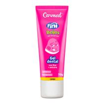 Gel Dental Carmed Fini Beijos Sabor Morango e Nata com Flúor e Anticárie 70g